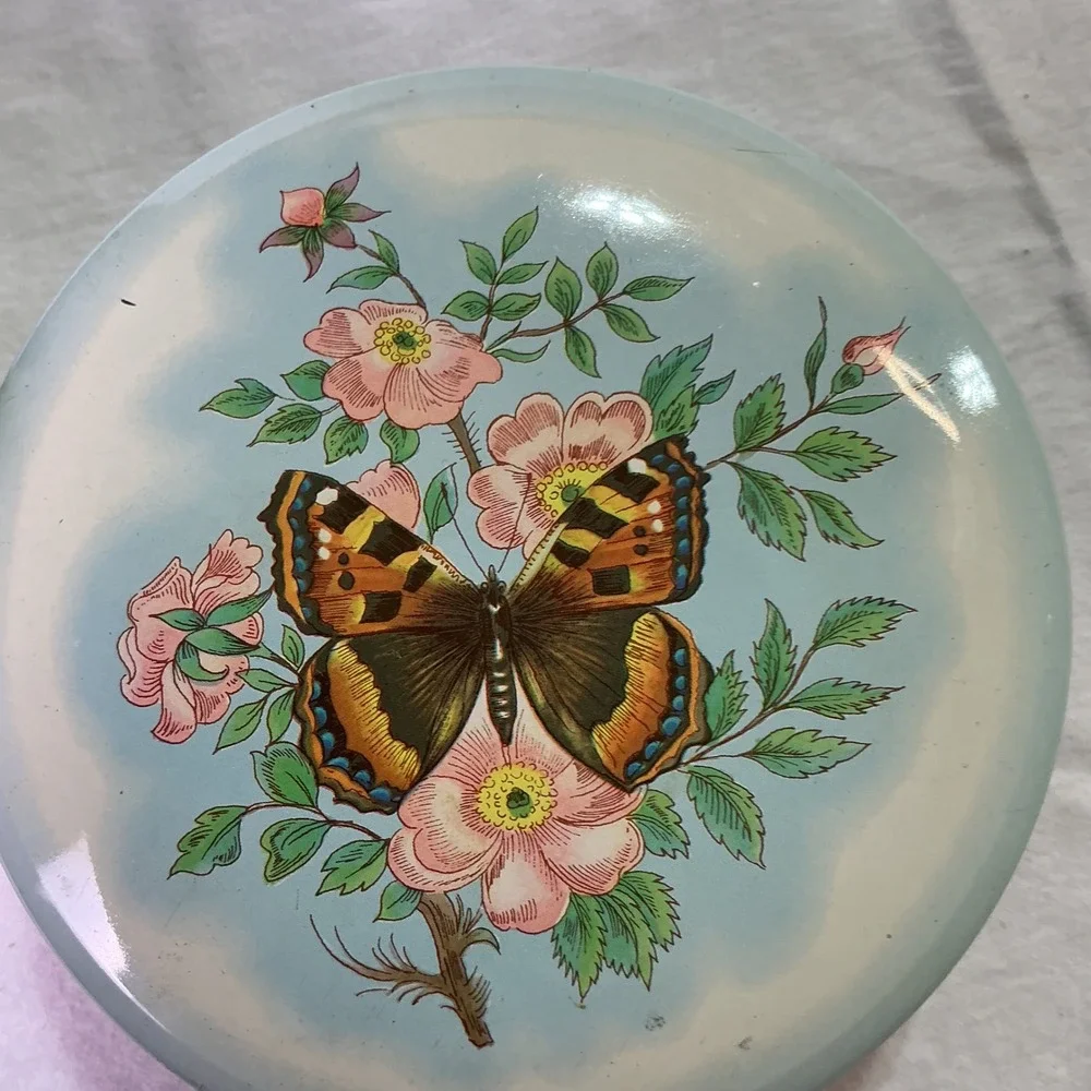 Vintage‎ Hallmark Holly Hobbie & Dahr Butterfly Round Tin Box Lot of 2
